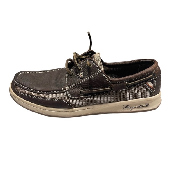Margaritaville Other - Margaritaville Men's Leather Brown and Tan Boat Shoes - Size 9.5